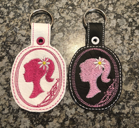 Girl Silhouette and Frame Key Fob