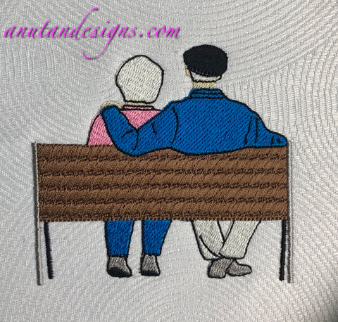 Old couple on bench